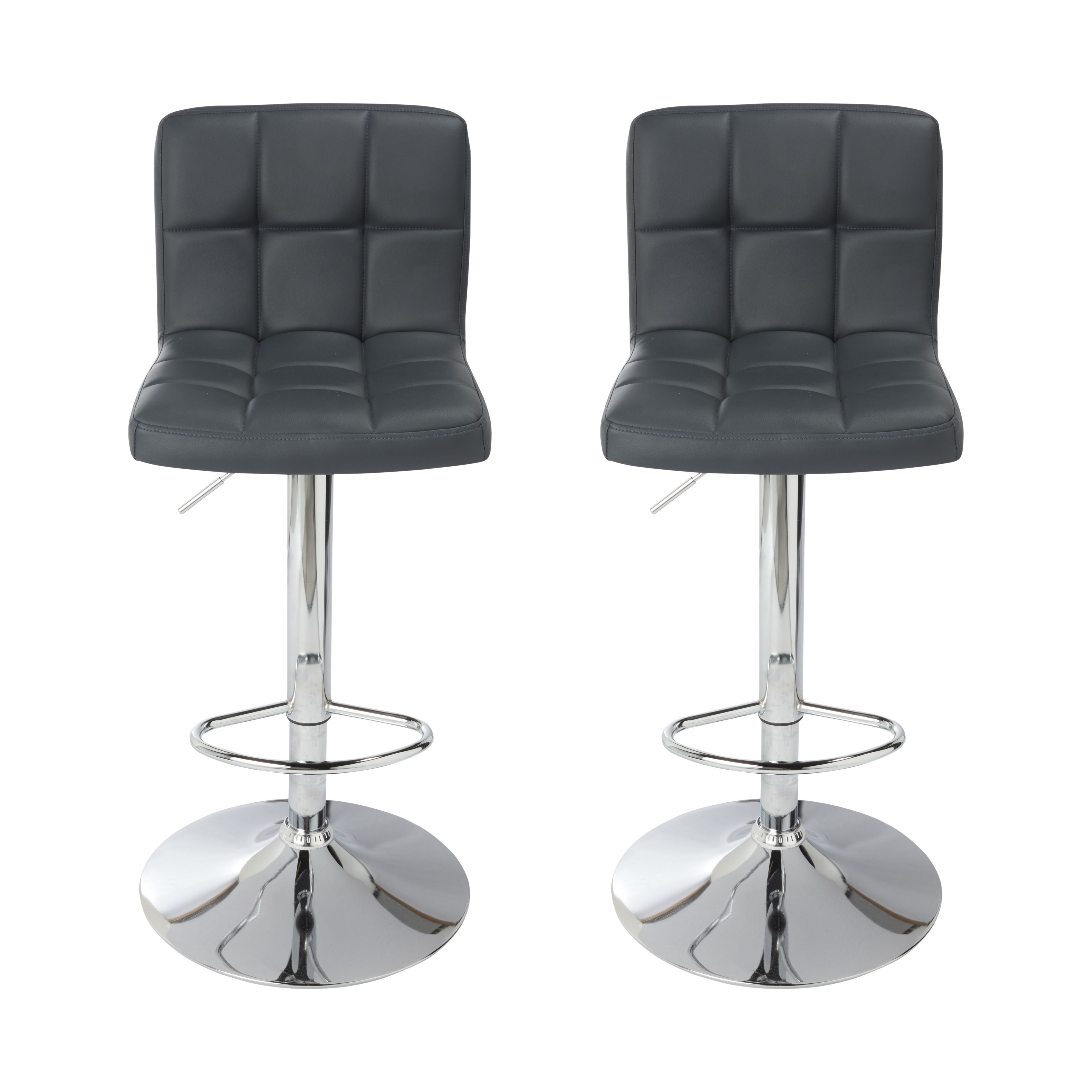 Cooke & Lewis Lagan Dark Grey Adjustable Swivel Bar Stool, Pack Of 2 by