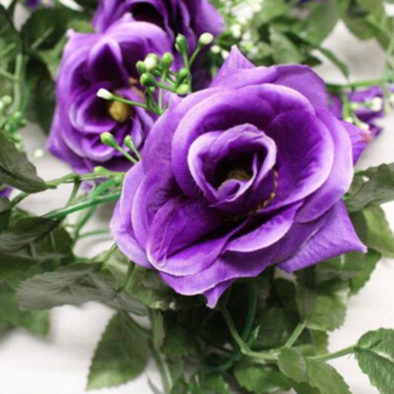 Best Artificial 7Ft Purple Silk Rose Garland Decoration Perfect From