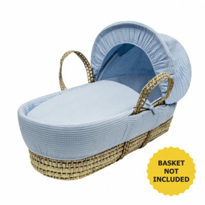 Kinder Valley Blue Waffle Baby Moses Basket Bedding Set For Newborn