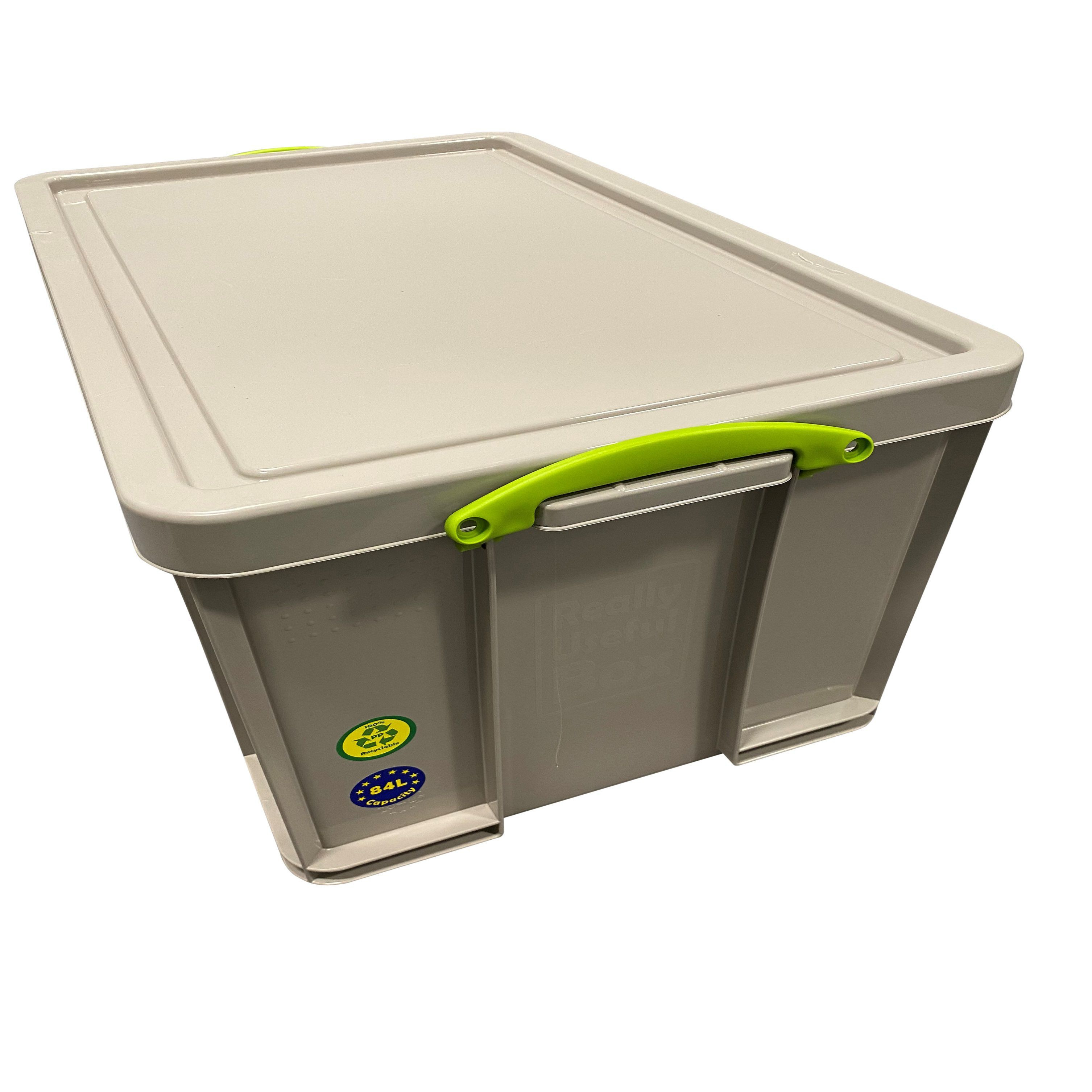 Really Useful Earth Box Heavy Duty Grey 84L Plastic Stackable Storage