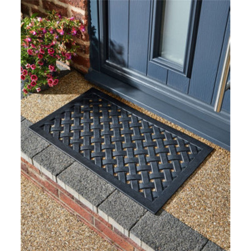 MUD STOPPER Reddish IronEffect Doormat Rubber Lattice Design