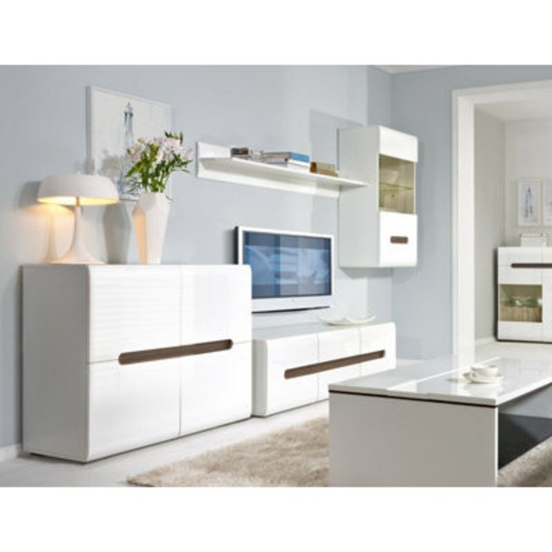 Impact Furniture Living Room Set Glass Wall Shelf Tv Unit