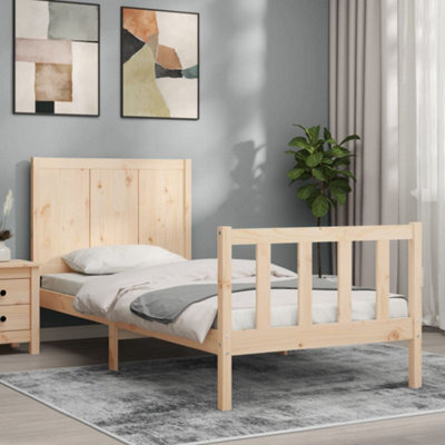 Berkfield Bed Frame With Headboard 90X200 Cm Solid Wood by B&Q ...