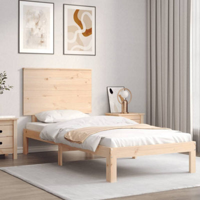 Berkfield Bed Frame With Headboard 90X200 Cm Solid Wood by B&Q ...