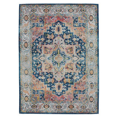 Blue/multi Rug, Floral Persian Rug, Stain-Resistant Traditional ...