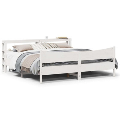 Berkfield Bed Frame With Headboard White 180X200 Cm Super King Solid ...