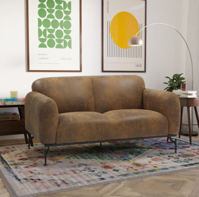 2 Seater Sofa In Faux Leather Suede Brown Fabric by B&Q | ufurnish.com