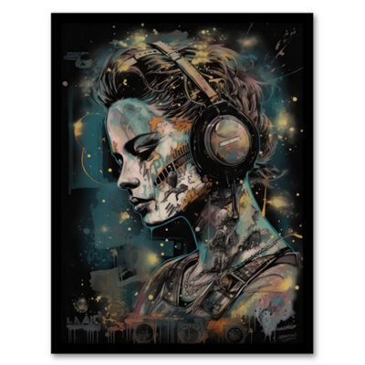 Artery8 Psychobilly Music Artwork Teal Blue Orange Rockabilly Punk
