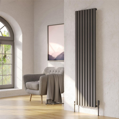Clifton 1775mm (H) X 345mm (W) - Grey Double Panel Vertical Aluminium ...