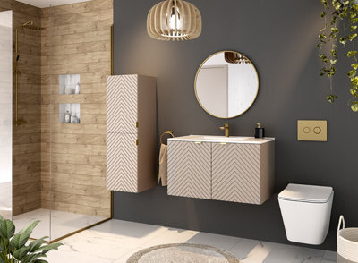 Impact Furniture Wall Hung Bathroom Cabinets Furniture Set Beige 800mm ...