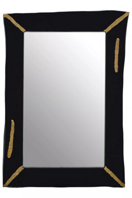 Black Textured Decorative Wall Mirror photo