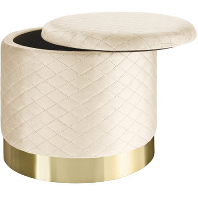 TecTake® Storage Stool With Soft Velvet-Look Cover & Golden Steel Base - View #7