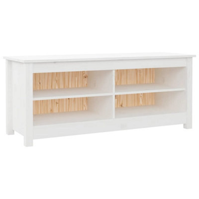 Vidaxl Shoe Bench White 110X38X45.5 Cm Solid Wood Pine Shoe