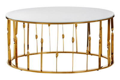 Table Arezzo Rond Orsina Arezzo Round Coffee Table With Gold Finish Frame by B&Q ...