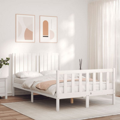 Berkfield Bed Frame With Headboard White 120X200 Cm Solid Wood by B&Q ...