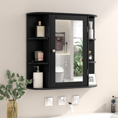 Costway 3 Tier Mirrored Bathroom Cabinet Wall Mount Storage Cupboard W ...