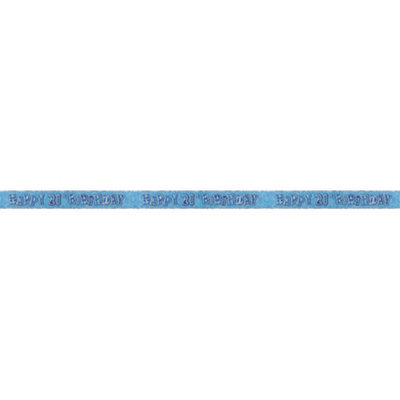 UNIQUE PARTY 12ft Glitz Blue Foil 'Happy 21st Birthday' Banner - View #9
