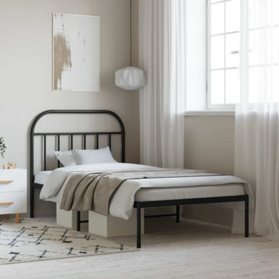 Berkfield Metal Bed Frame With Headboard Black 107X203 Cm by B&Q ...