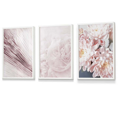 Artze Wall Art Set Of 3 Abstract Pink Macro Floral Wall Art Prints ...