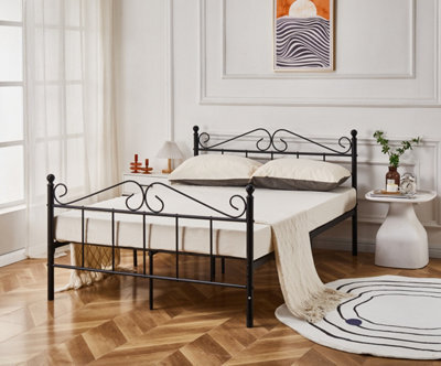 Lindale Black Metal Bed Frame Double by B&Q | ufurnish.com