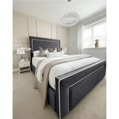 Arring Plush Velvet Steel Bed Frame by B&Q | ufurnish.com