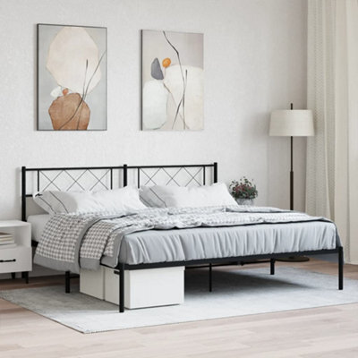 Berkfield Metal Bed Frame With Headboard Black Super King Size by B&Q ...