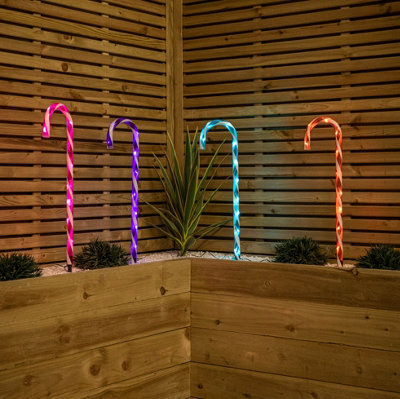 Samuel Alexander 62Cm Set Of 4 Light Up Christmas Candy Cane Garden ...
