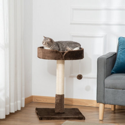 Pawhut Small Cat Tree With Sisal Scratching Post Kitten Bed Ball Toy ...