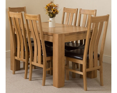 That's Furniture Kuba 125 X 80 Cm Chunky Oak Small Dining Table And 6 Chairs Dining Set With ...