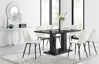 Furniturebox Imperia Black High Gloss 6 Seater Dining Table With ...