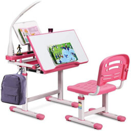 Kids Girls Desk And Chair Set Height Adjustable Student Study Table And ...