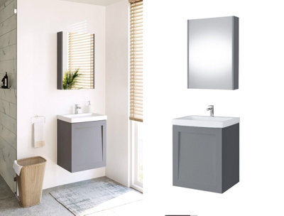 Impact Furniture Wall Hung Bathroom Cabinets Set 500mm Vanity Unit With ...
