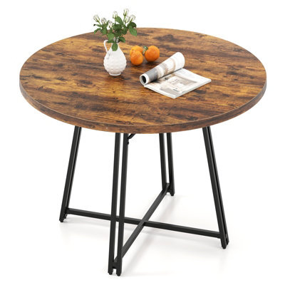 Gainoom 47 Inch Dining Table Round Kitchen Table For 4-6 People-Brown ...