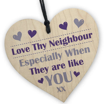 Red Ocean Neighbour Thank You Wooden Heart - Love Thy Neighbour Gift