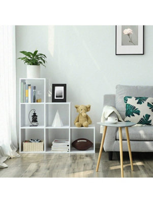 LEDREM Bookcase, Staircase Shelf, Storage Unit, 6 Compartments, For ...