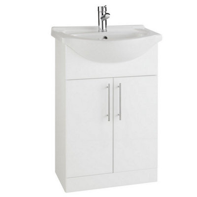Clifton Bathroom 550mm Vanity Unit With Deluxe Basin - Gloss White ...