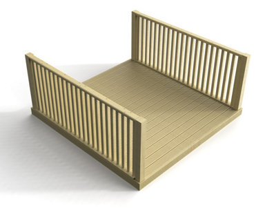 Arbor Garden Solutions Decking Kit With Two Side Balustrade, (W) 1.8M X ...