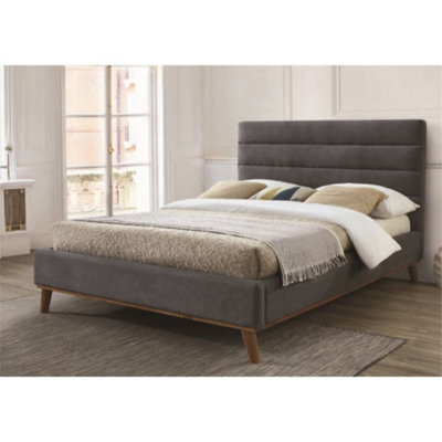 TL Beds Light Grey Squared Design Fabric Bed Frame - King 5Ft by B&Q ...