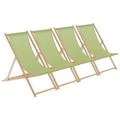 Harbour Housewares Folding Wooden Deck Chairs - Lime Green - Pack Of 4 ...