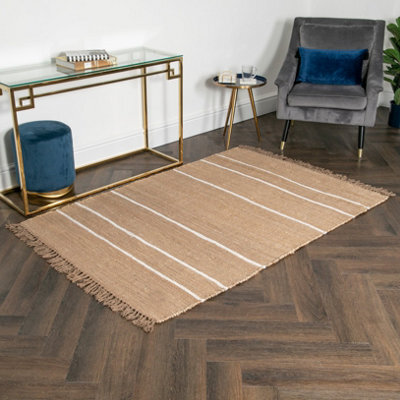 Native Natural Striped Jute Rug 120 X 180Cm Rectangle by B&Q | ufurnish.com