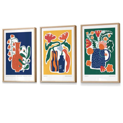 Artze Wall Art Set Of 3 Artisan Bold Botanical Wall Art Prints ...