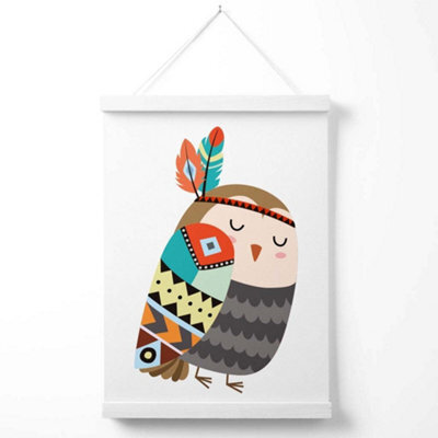 Artze Wall Art Owl Tribal Animal Art Print With White Frame Size: A4 by ...
