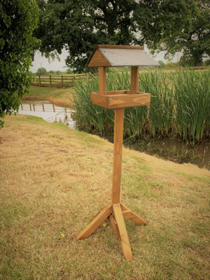 Ruddings Wood Wooden Bird Table Slate Roof Wild Garden Feeding Station ...