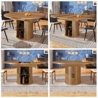 Btm Extendable Round Dining Table, 118To158Cm, Seats 6, Converts To ...