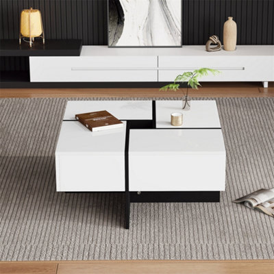 Abrihome Coffee Table With 4 Drawers, Multifunctional Coffee Table With ...