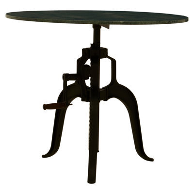 Orsina Three Leg Small Green Marble Iron Table, Industrial-Style Black ...