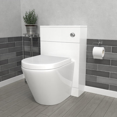 Nes Home Modern 500mm Back To Wall Rimless Toilet With Wc Unit Gloss ...