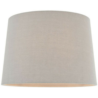 "12"" Tapered Round Drum Lamp Shade Charcoal Grey 100% Linen Modern ...