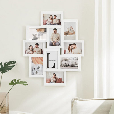 Songmics Collage Picture Frames White Wall Mounted Collage Multiple ...