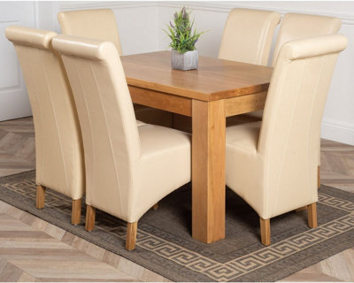 That's Furniture Dakota 127 X 82 Cm Chunky Oak Small Dining Table And 6 Chairs Dining Set With ...